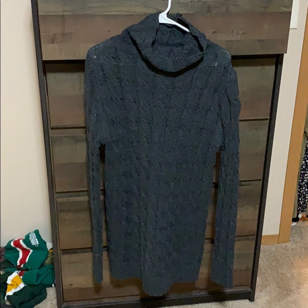 Cowl neck long sweater